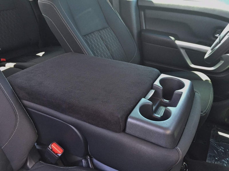 Auto Console Covers - Premium Center Console Cover Armrest Fits The Nissan Titan 2015-2025 Middle Seat Console Armrest Cover Fleece Fabric.(Black) - Image 1